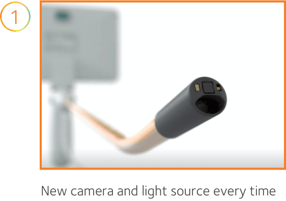 Close-up of Endosee Advance camera with text 