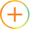 Orange plus mark button with watercolor circle outline
